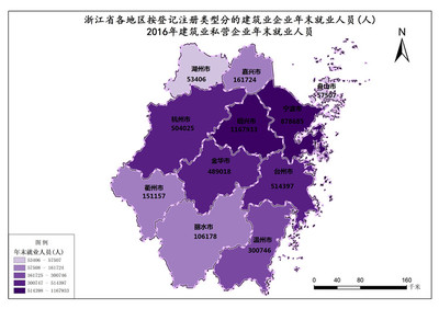 浙江省2016年建筑业私营企业年末就业人员